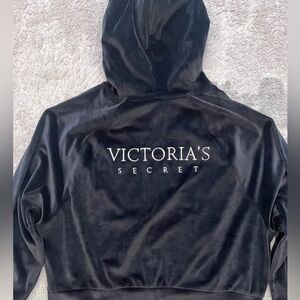 Victoria's Secret velour full-zip hoodie, black